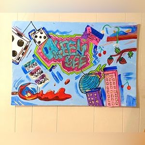 hand made pop art painting, wall art, 15x20 art piece, colorful